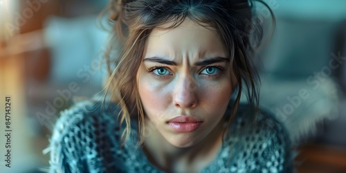 Symptoms of a Cold Runny Nose and Nasal Congestion in a Young Woman. Concept Cold Symptoms, Runny Nose, Nasal Congestion, Young Woman, Health Concerns photo