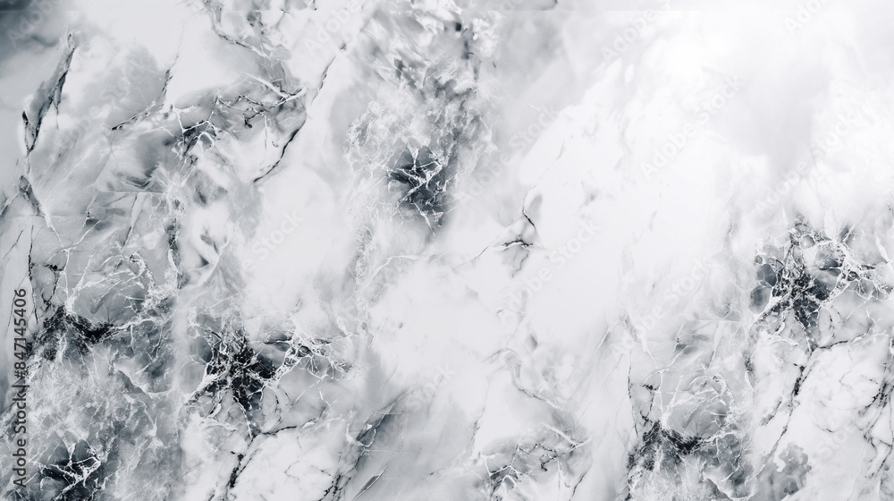 Fototapeta premium Monochromatic image capturing the intricate patterns of marble with shades of white and grey, ideal for luxury design