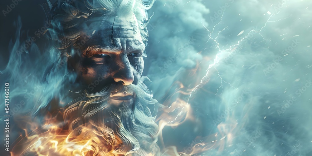 Zeus The Mighty Greek God of Thunder and Lightning. Concept Mythology ...