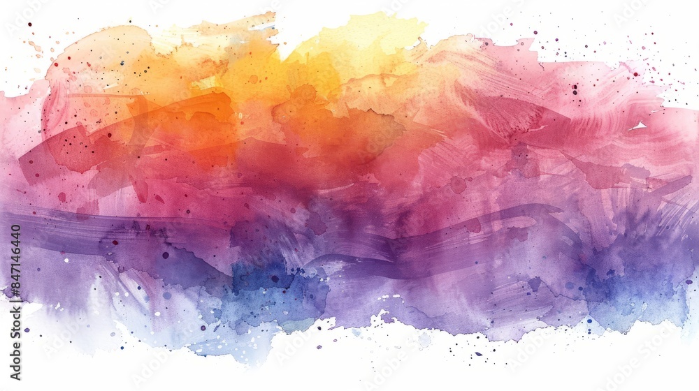 Fototapeta premium Abstract watercolor background with colorful splashes and textured brushstrokes.