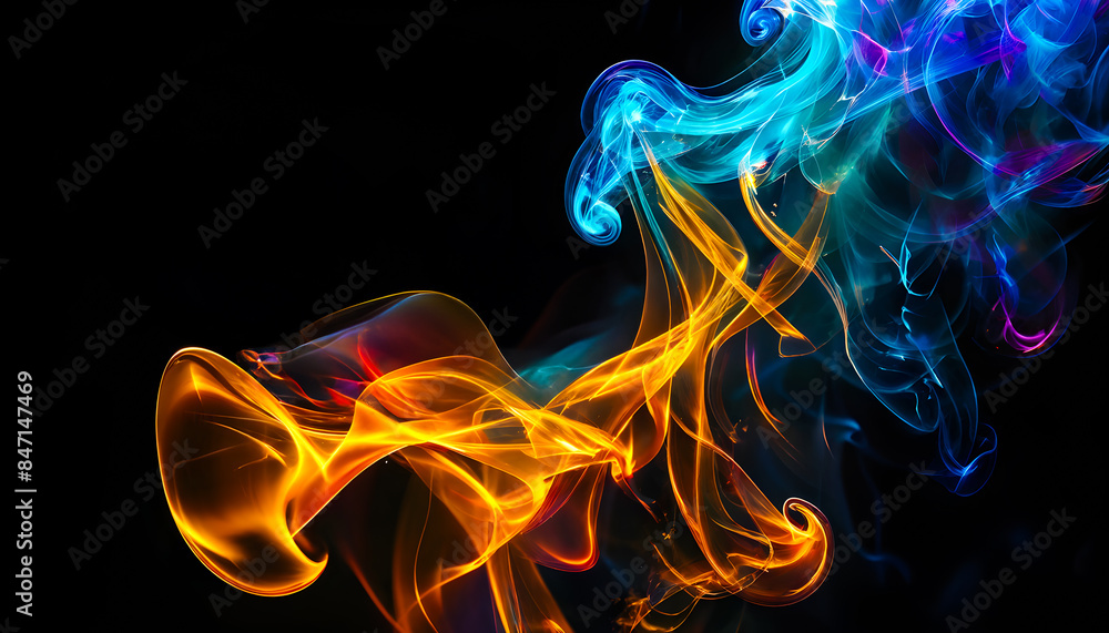 Vibrant and Colorful Smoke and Gases Isolated on a Black Background Vibrant and Colorful Smoke and Gases Isolated on a Black Background