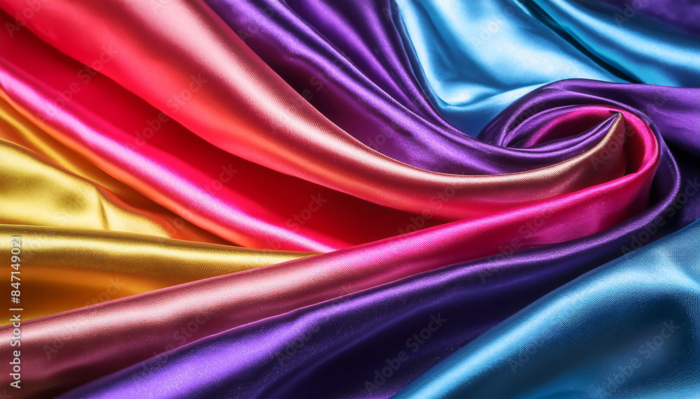 Modern background, fabric silk material pride month; concept of freedom rainbow colors Modern background, fabric silk material pride month; concept of freedom rainbow colors