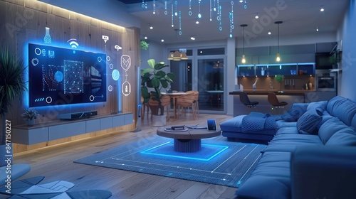 Modern smart home with innovative devices and automation technology. © Piyawat