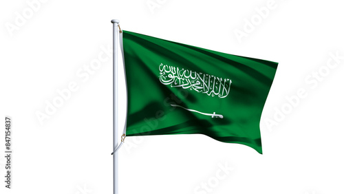 Waving flag of saudi arabia isolated on transparent background.