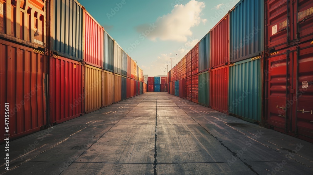 custom made wallpaper toronto digitalColorful shipping containers arranged in rows at a storage facility under a bright sky on a sunny day.