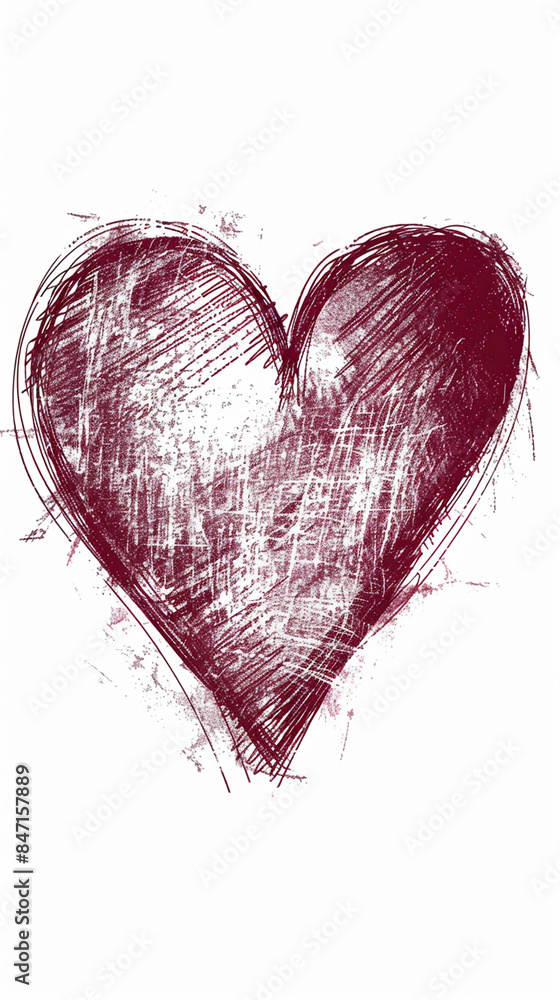 wide horizontal valentine day background image of maroon color abstract heart shape line drawing sketch drawn on a white background with empty space for texts wide horizontal valentine day background image of maroon color abstract heart shape line drawing sketch drawn on a white background with empty space for texts