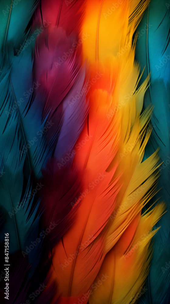 Obraz premium Pattern Background Abstract Image, Colorful Feathers Texture, Wallpaper, Background, Cover and Screen of Cell Phone, Smartphone, Computer, Laptop, Format 9:16 and 16:9 - PNG