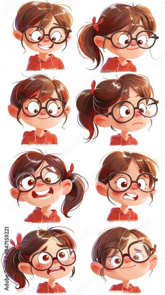 A bunch of cartoon characters with different expressions A bunch of cartoon characters with different expressions