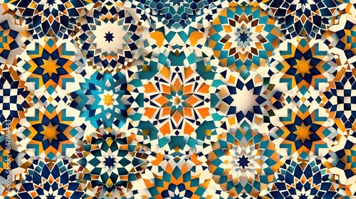 This is an intricate and colorful Moroccan-inspired tile pattern.