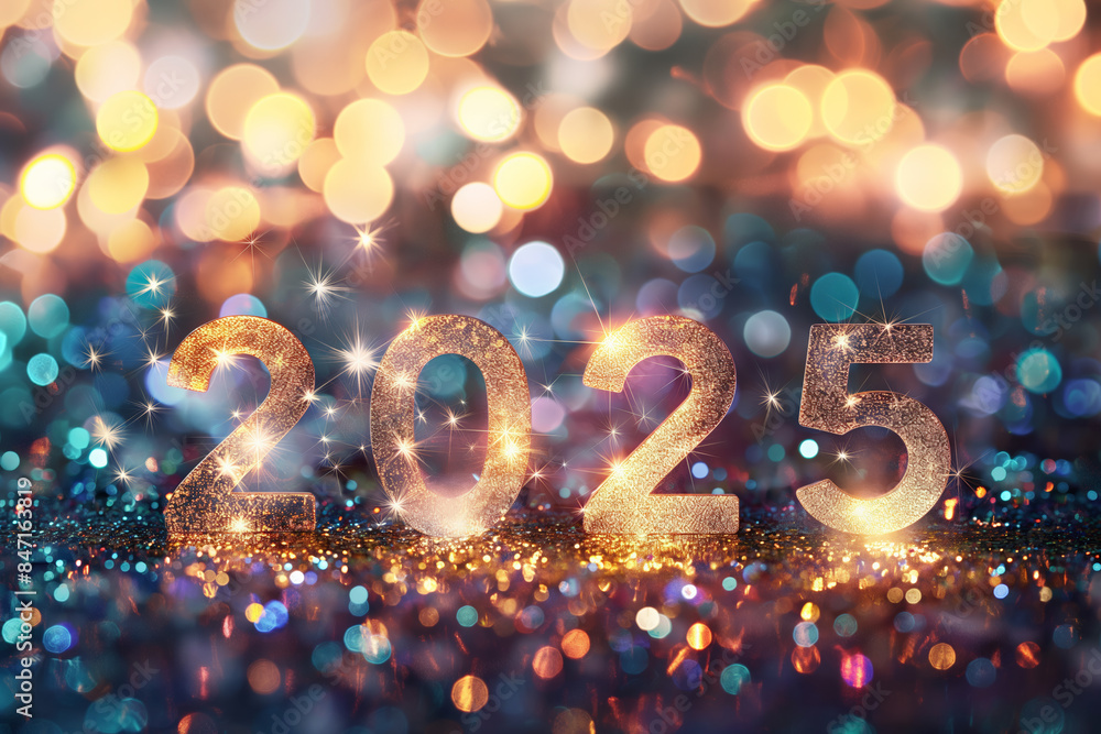 Golden glitter 2025 sign celebrating new year's eve Golden glitter 2025 sign celebrating new year's eve