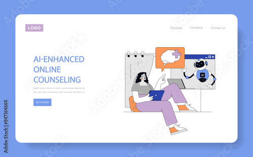 Telepsychology And Online Therapy. Flat Vector Illustration