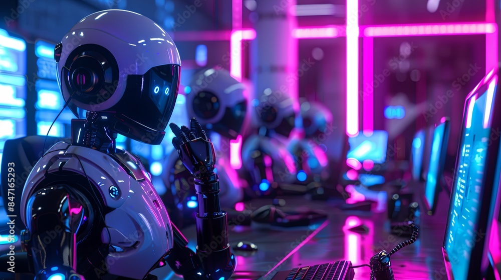 Fototapeta premium Futuristic robot, AI Generated - 7