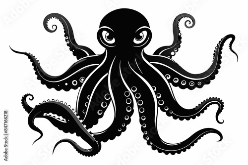 Octopus silhouette vector art,Minimalist Octopus