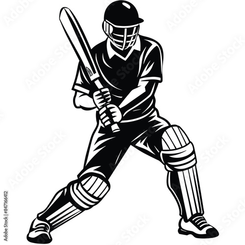 Silhouette of a Cricket player