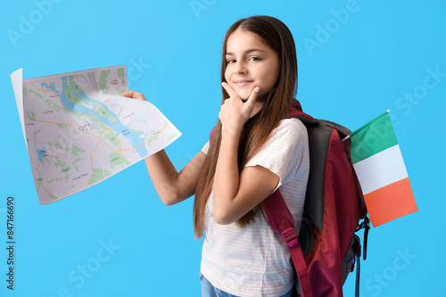Little girl with backpack, ...
