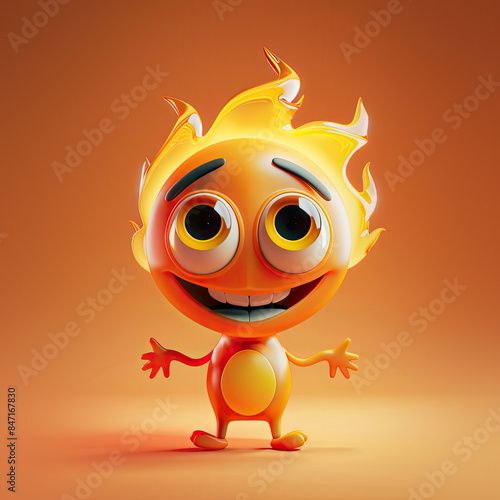 Cute Cartoon Fire Character...