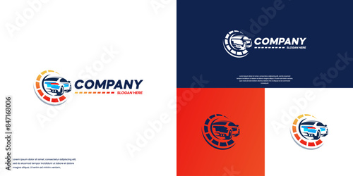 Speed car service logo, sports car repair shop, logo design vector.