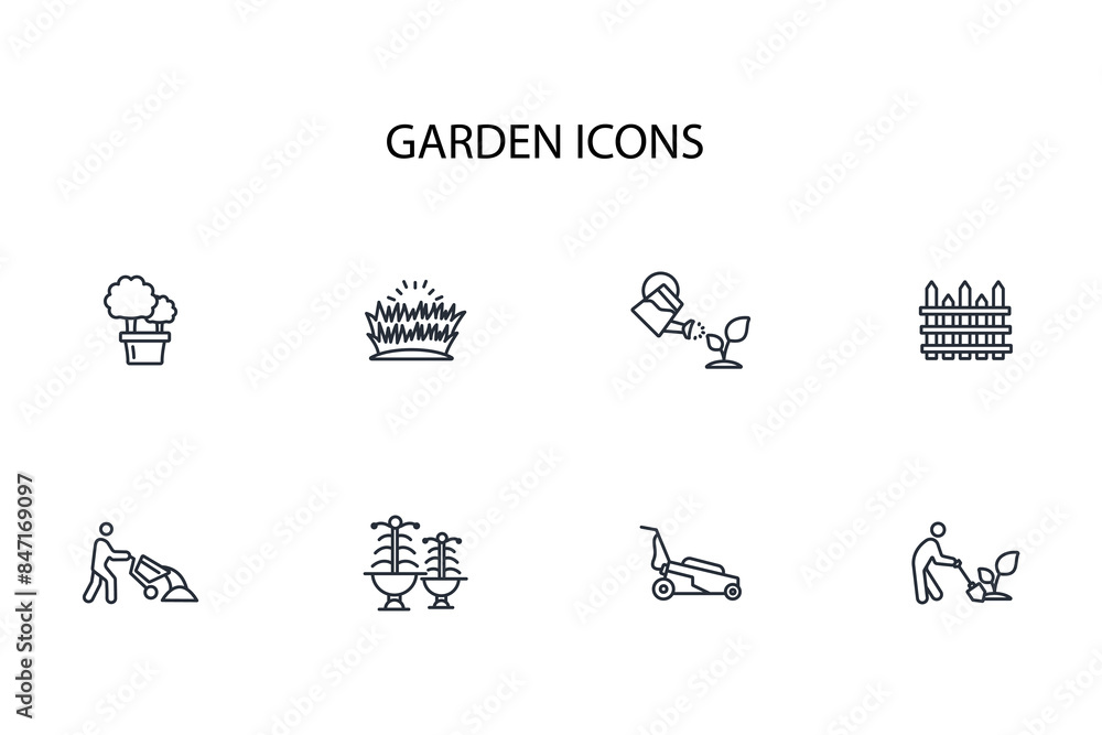 garden icon set.vector.Editable stroke.linear style sign for use web design,logo.Symbol illustration. garden icon set.vector.Editable stroke.linear style sign for use web design,logo.Symbol illustration.