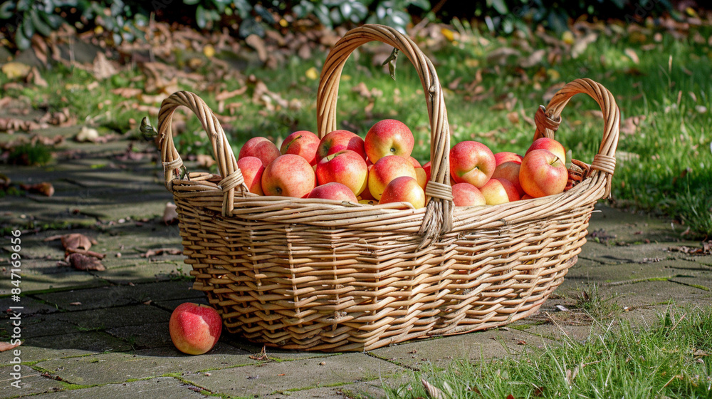 basket with red apples basket with red apples