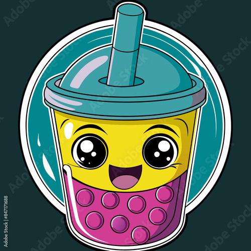 Bubble tea cup design, Milk tea, yummy drinks, coffees and soft drink doodle style, AI Generative