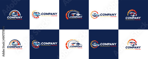 automotive logo collection, tuning workshop, sports car garage, service, logo design template.
