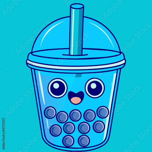 Bubble tea cup design, Milk tea, yummy drinks, coffees and soft drink doodle style, AI Generative