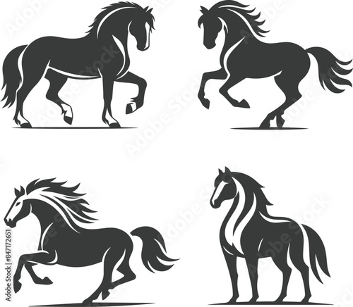 Artistic Horse Silhouette Vector Set for Modern Design Need
