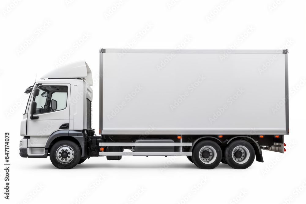 A clean white truck on white background, one object A clean white truck on white background, one object