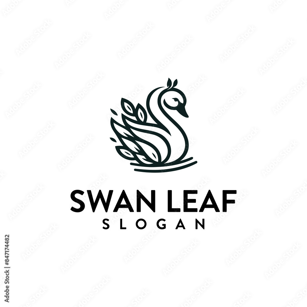 Swan leaf logo design Swan leaf logo design