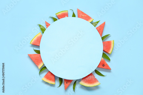 Watermelon slices and green...