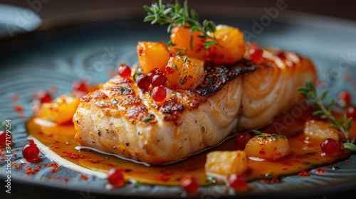 Professional photography of high end french restaurant main course 