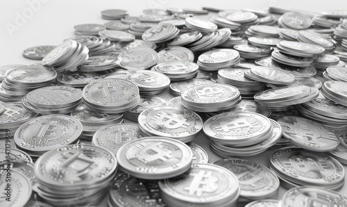 Cryptocurrency coins collection on background