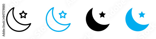 Islamic Crescent Moon and Star Icon Ideal for Religious and Cultural Themes