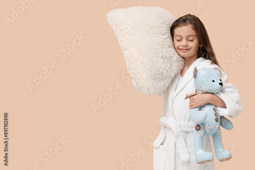 Cute little happy girl in b...