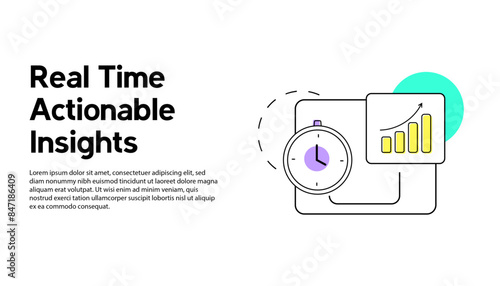 Real-Time Actionable Insights Icon with Growth Chart and Clock