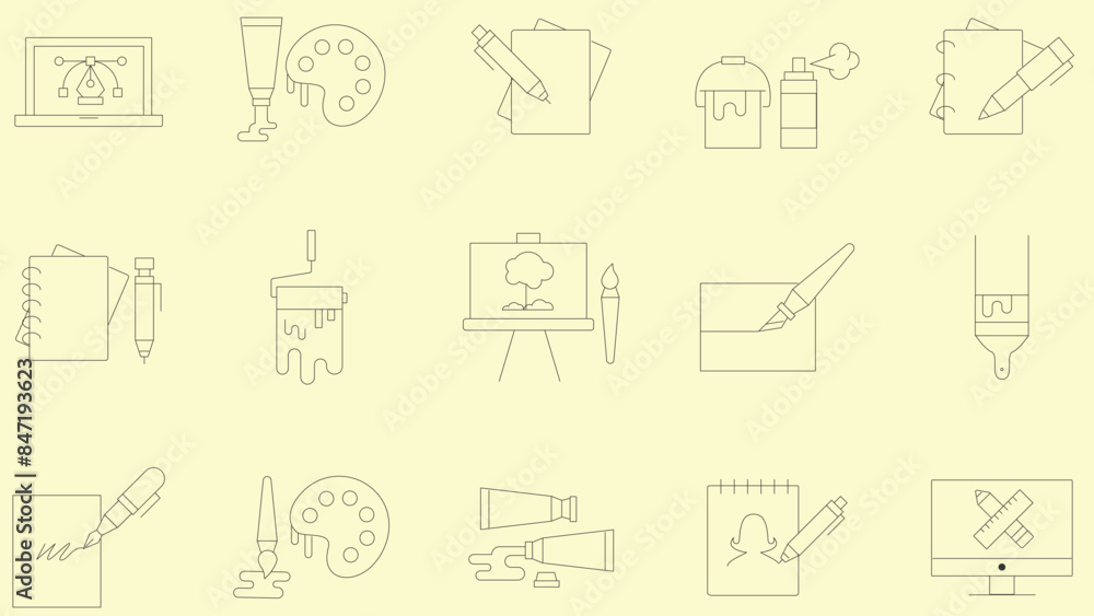 Design Art Tools icons, Editable Stroke. Design Art Tools icons, Editable Stroke.