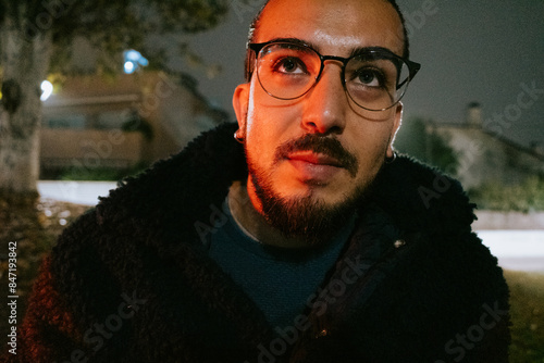 Night Portrait of Man in City photo