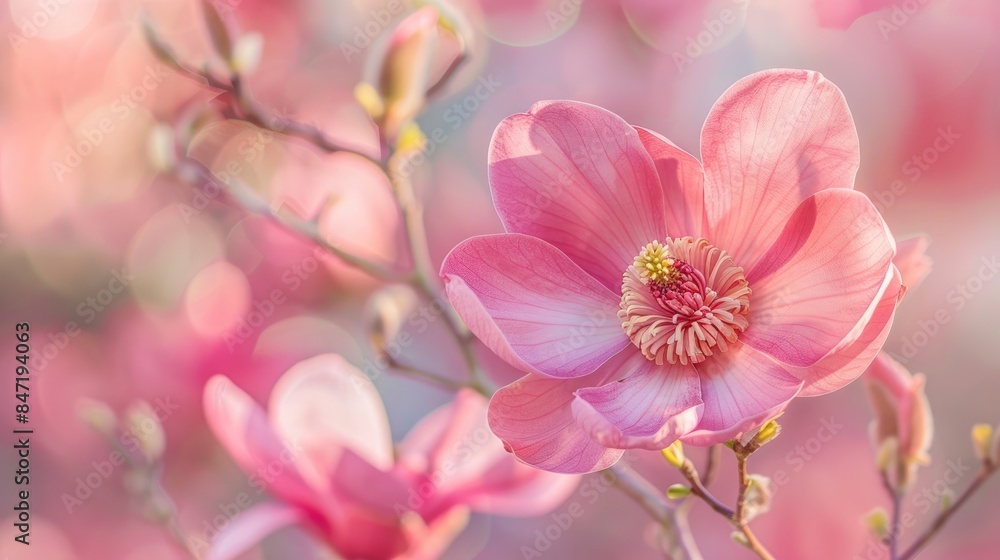 Capturing the Vibrant Beauty and Renewal of Spring with a Stunning Pink Magnolia Blossom Capturing the Vibrant Beauty and Renewal of Spring with a Stunning Pink Magnolia Blossom