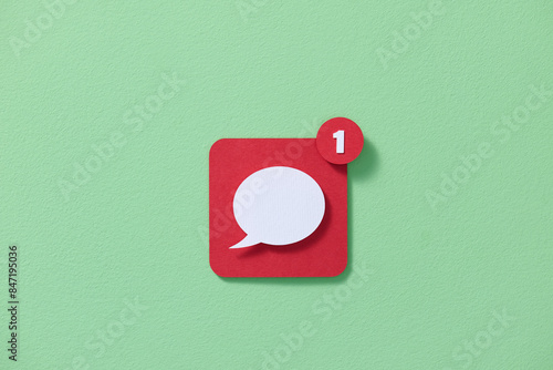 message speech bubbles icon on social media with number one notice