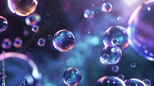 Abstract colorful bubbles floating in air.