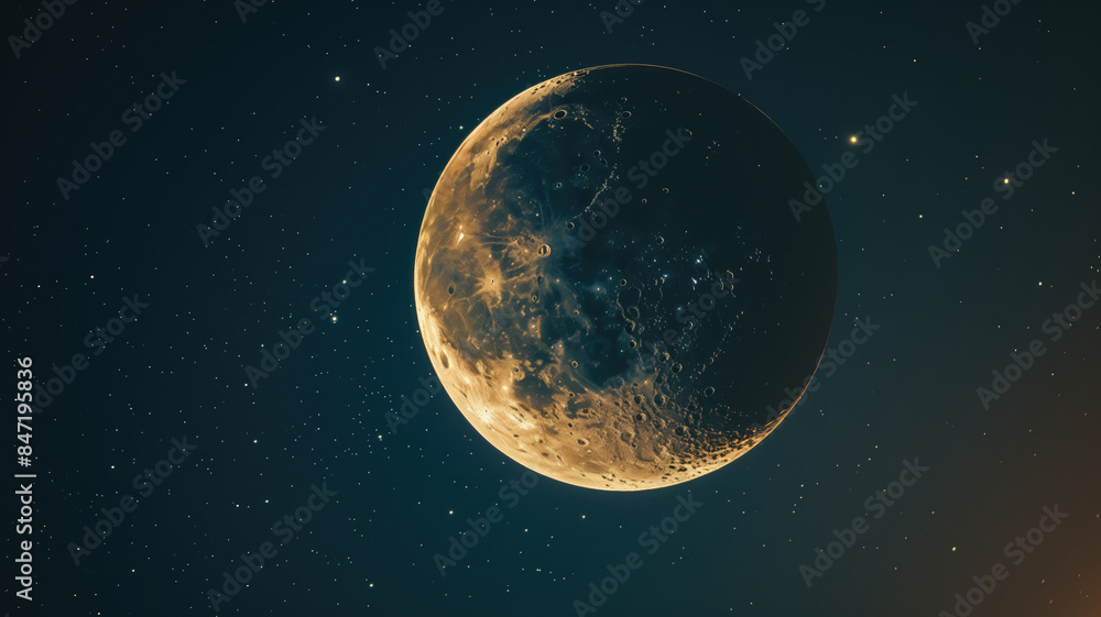 The bright crescent moon on the night sky generative AI The bright crescent moon on the night sky generative AI