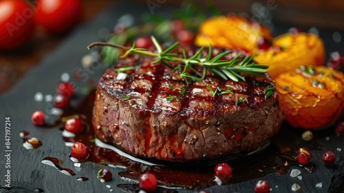 Professional photography of high end french restaurant main course 