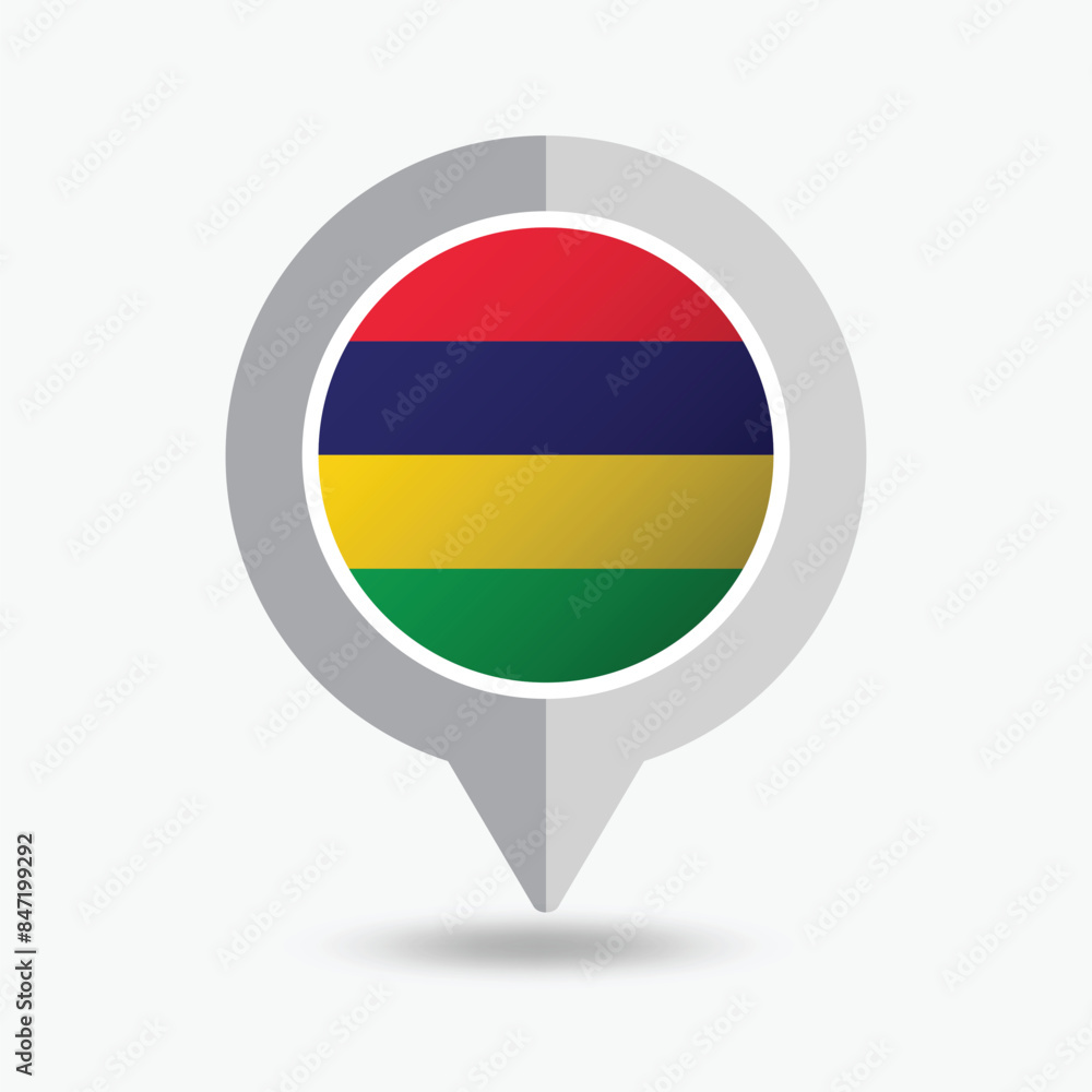 Fototapeta premium Mauritius Location Pin Icon Vector Illustration