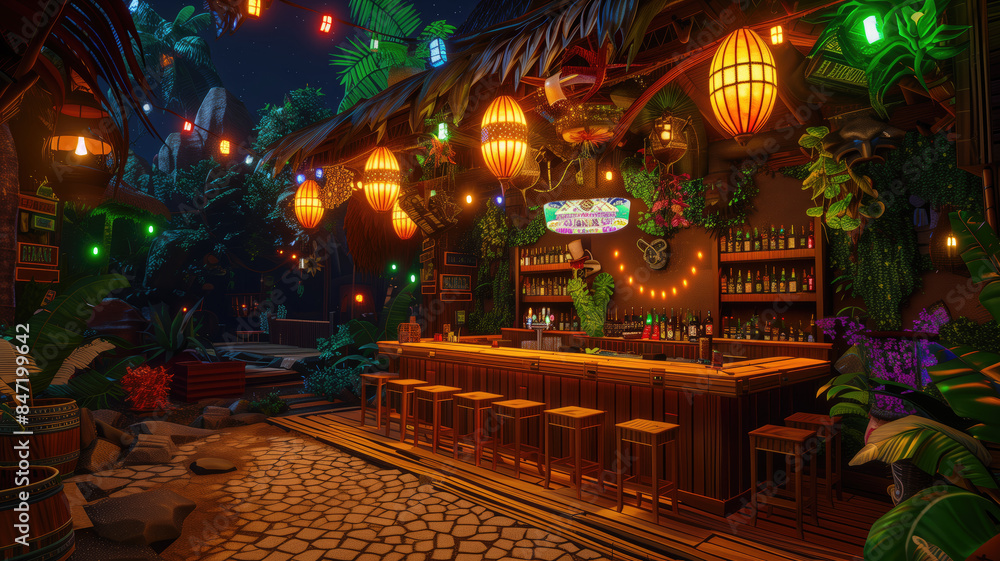 Obraz premium Tiki Bar Paradise - AI Generated