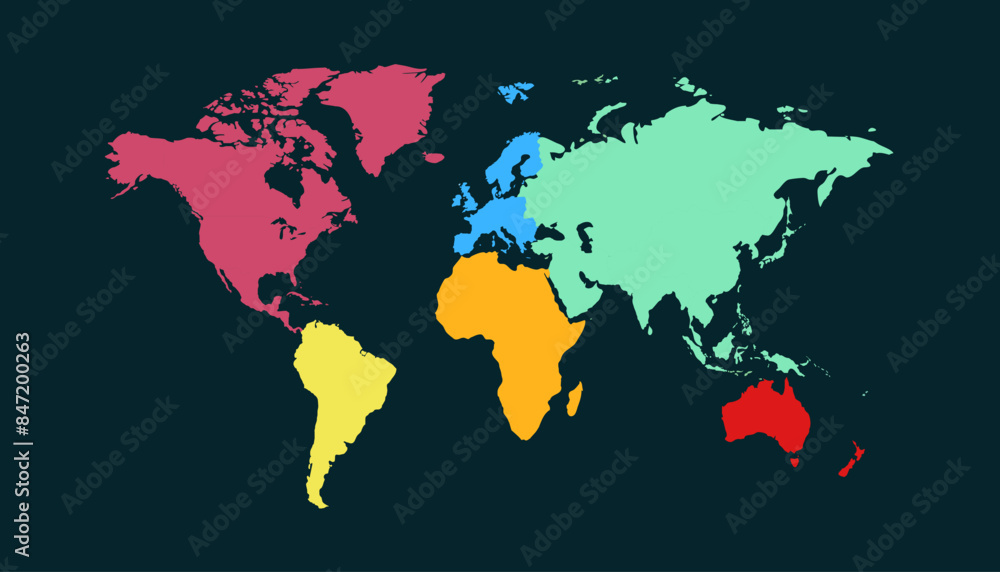 Obraz premium World map. Modern color vector map. Silhouette map