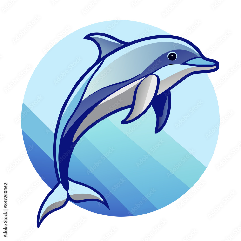 Fototapeta premium vector illustration of a dolphin on a blue background.