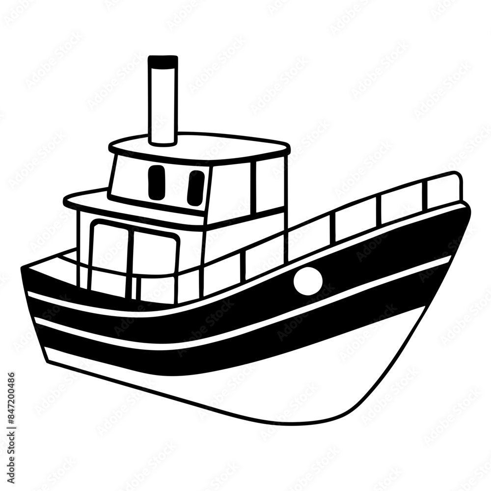vector illustration of a black and white tugboat. vector illustration of a black and white tugboat.