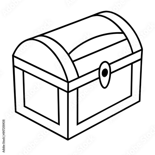  Vector image of an outline of a treasure chest.