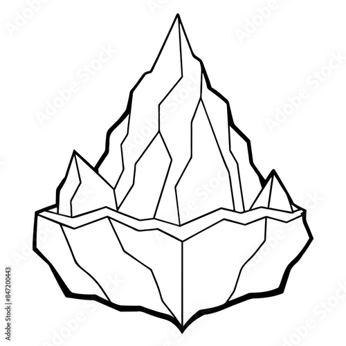 Vector illustration of a large iceberg floating in the water.