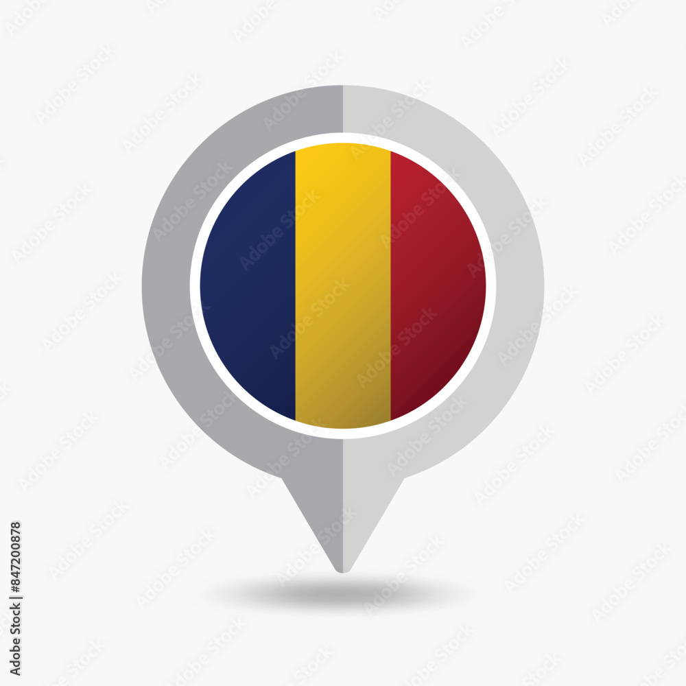 Fototapeta premium Chad Location Pin Icon Vector Illustration